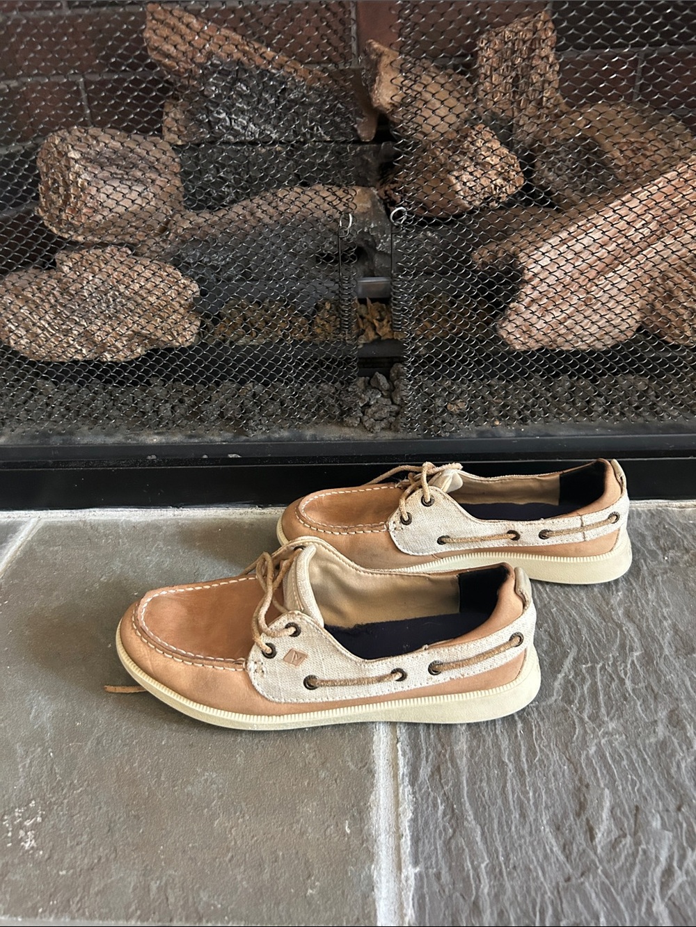 Sperry ~ Womens Two-Tone Tan & Cream Boat Shoes